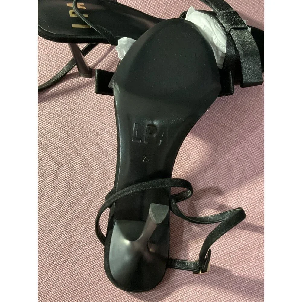 LPA The Bow High Heels in Black 7.5 with box Womens Satin Formal Shoes